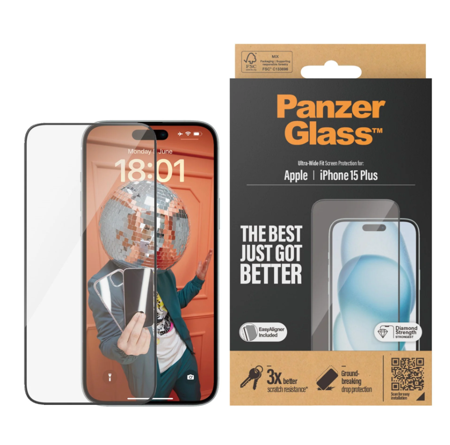 PanzerGlass защитное стекло для iPhone 15 Plus EasyAligner